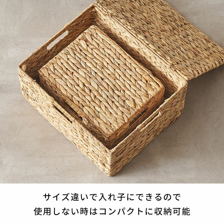 かご バスケット 蓋付き Lサイズ 収納ボックス フタ付き 約 W 43 cm D
