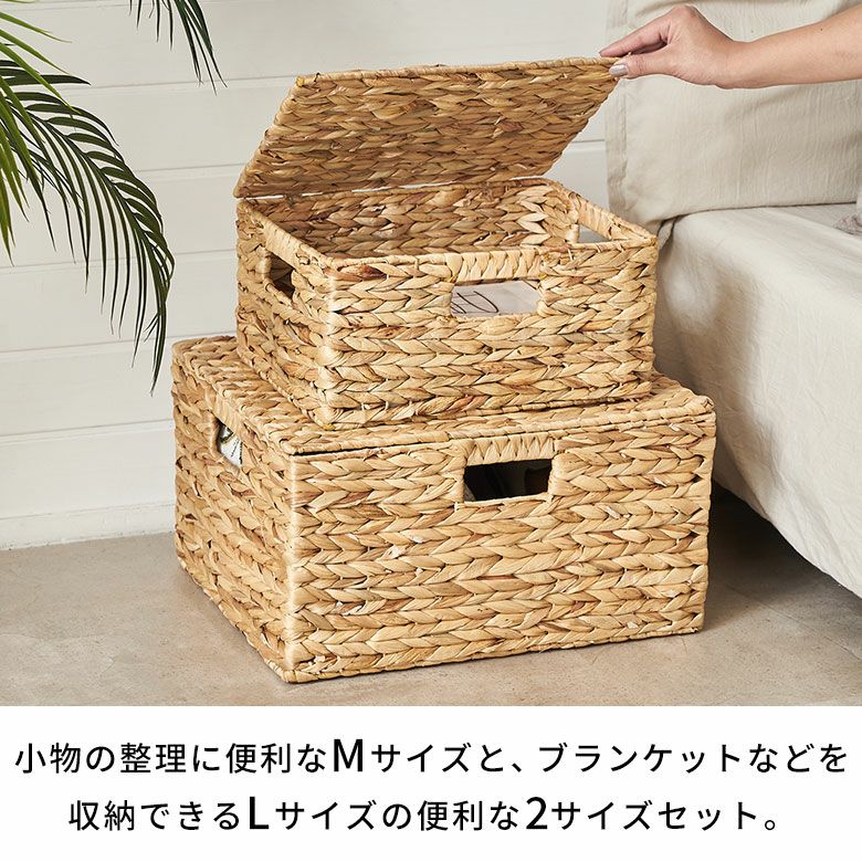 かご バスケット 蓋付き M L 2個セット 収納バスケット 収納ボックス