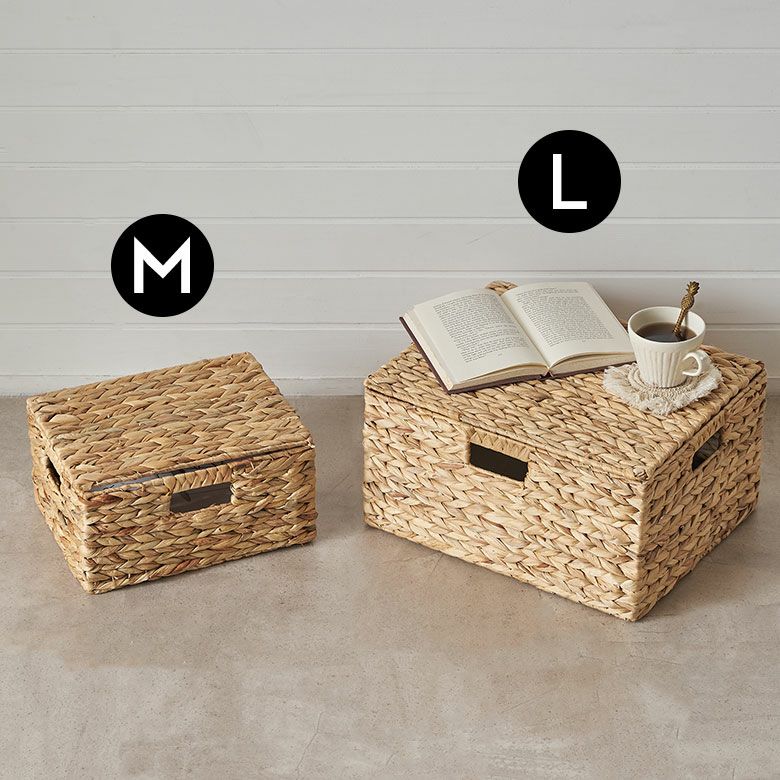 かご バスケット 蓋付き M L 2個セット 収納バスケット 収納ボックス