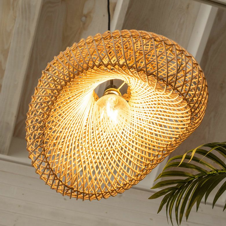 ランプシェード ペンダントライト 照明 ラタン 籐 1灯 口金E26 60W LED