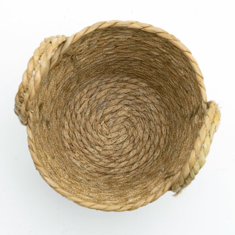 プランターカバー 植木鉢カバー バスケット 持ち手付き ラッシュ製