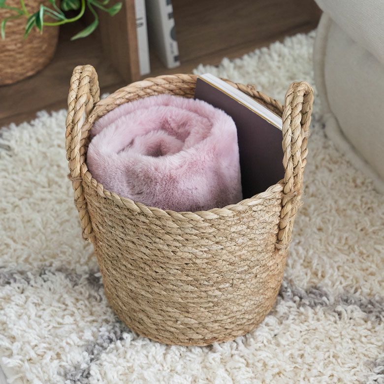 プランターカバー 植木鉢カバー バスケット 持ち手付き ラッシュ製