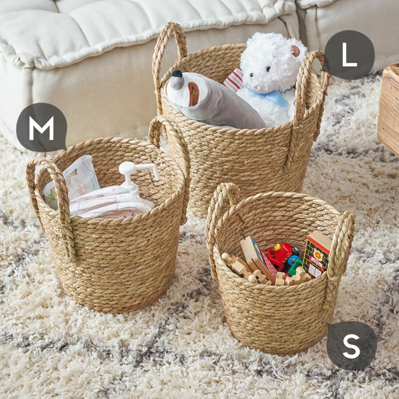 プランターカバー 植木鉢カバー バスケット 持ち手付き ラッシュ製