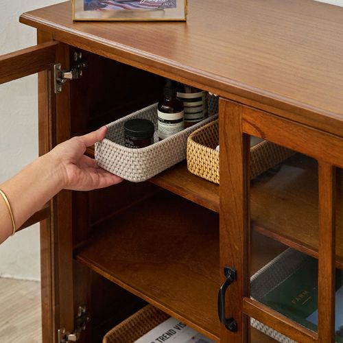 ティンバー キャビネット リビングチェスト チェスト 木製 ガラス扉