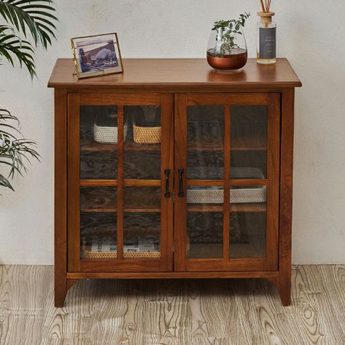 ティンバー キャビネット リビングチェスト チェスト 木製 ガラス扉