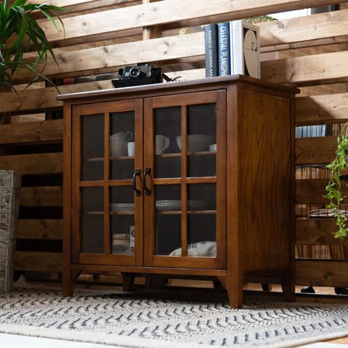 ティンバー キャビネット リビングチェスト チェスト 木製 ガラス扉
