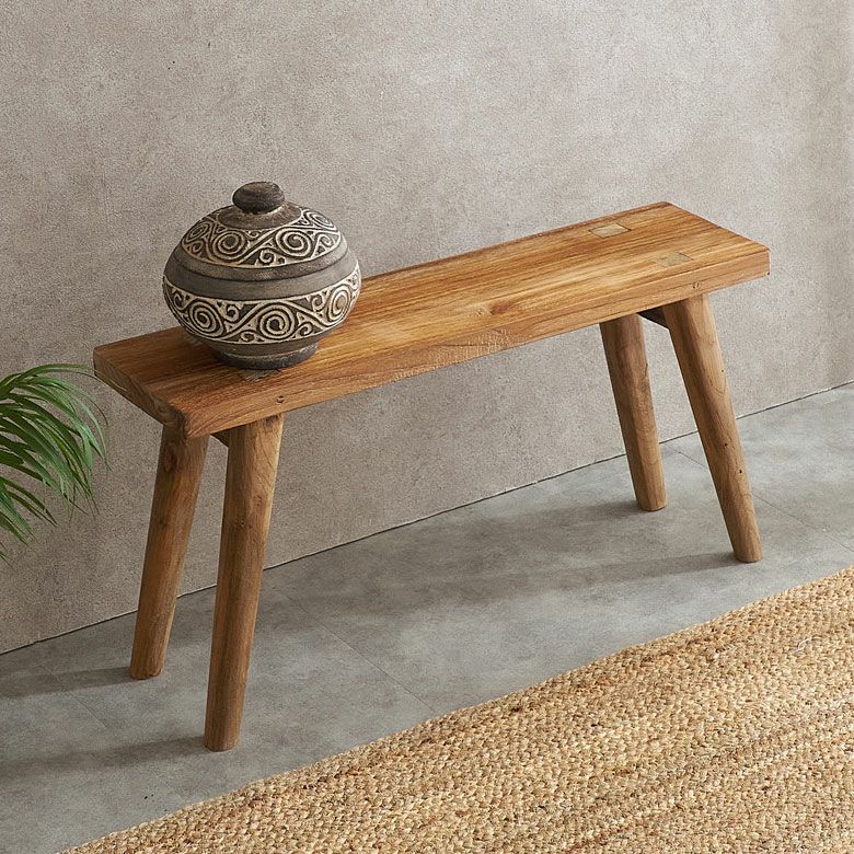 ベンチ ウッドベンチ 古材 チーク ウッド  約 W 75.5 × D 20 ×...