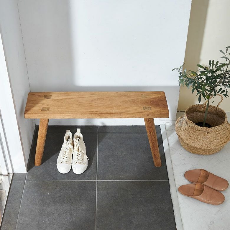 ベンチ ウッドベンチ 古材 チーク ウッド 約 W 75.5 × D 20 × H 39 cm