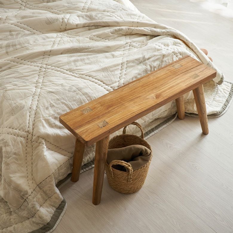 ベンチ ウッドベンチ 古材 チーク ウッド 約 W 75.5 × D 20 × H 39 cm