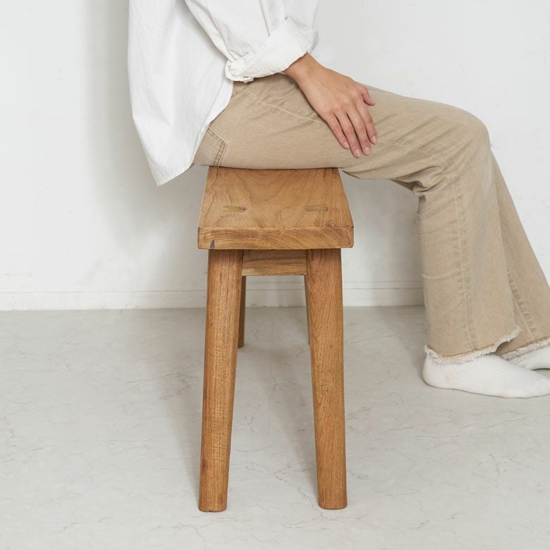 ベンチ ウッドベンチ 古材 チーク ウッド 約 W 75.5 × D 20 × H 39 cm