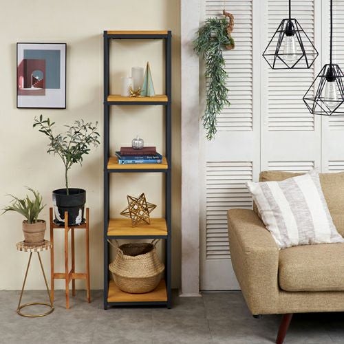 オープンラック スリム 幅38cm 5段 W 38 × D 33× H 158cm 無垢 木製