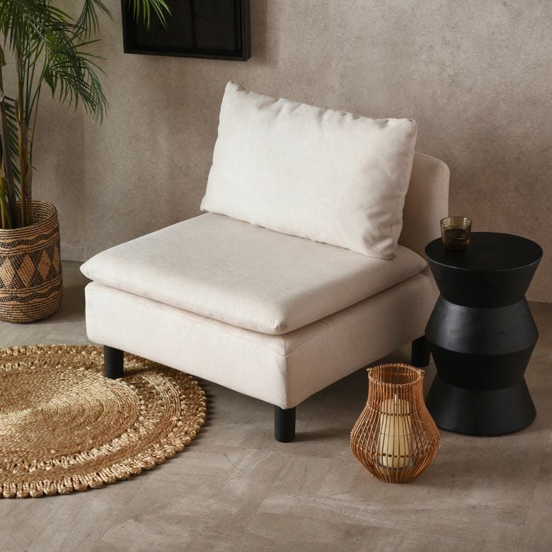 ソファ 一人掛け 背もたれあり 肘掛け無し 脚付き ベンチチェア