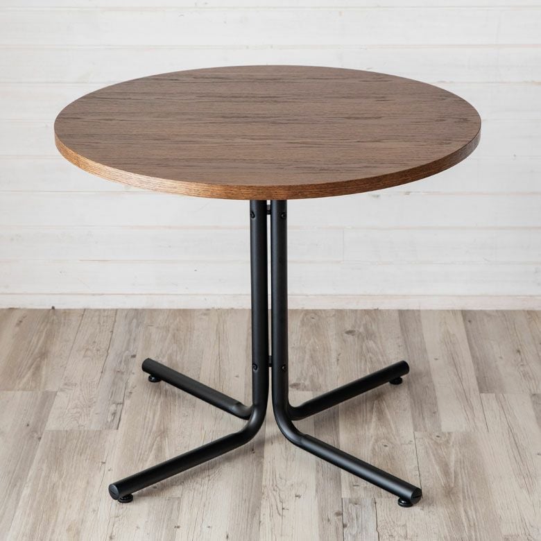 カフェ風テーブル 木製 スチール ブラウン ラウンド 直径80cm カフェ