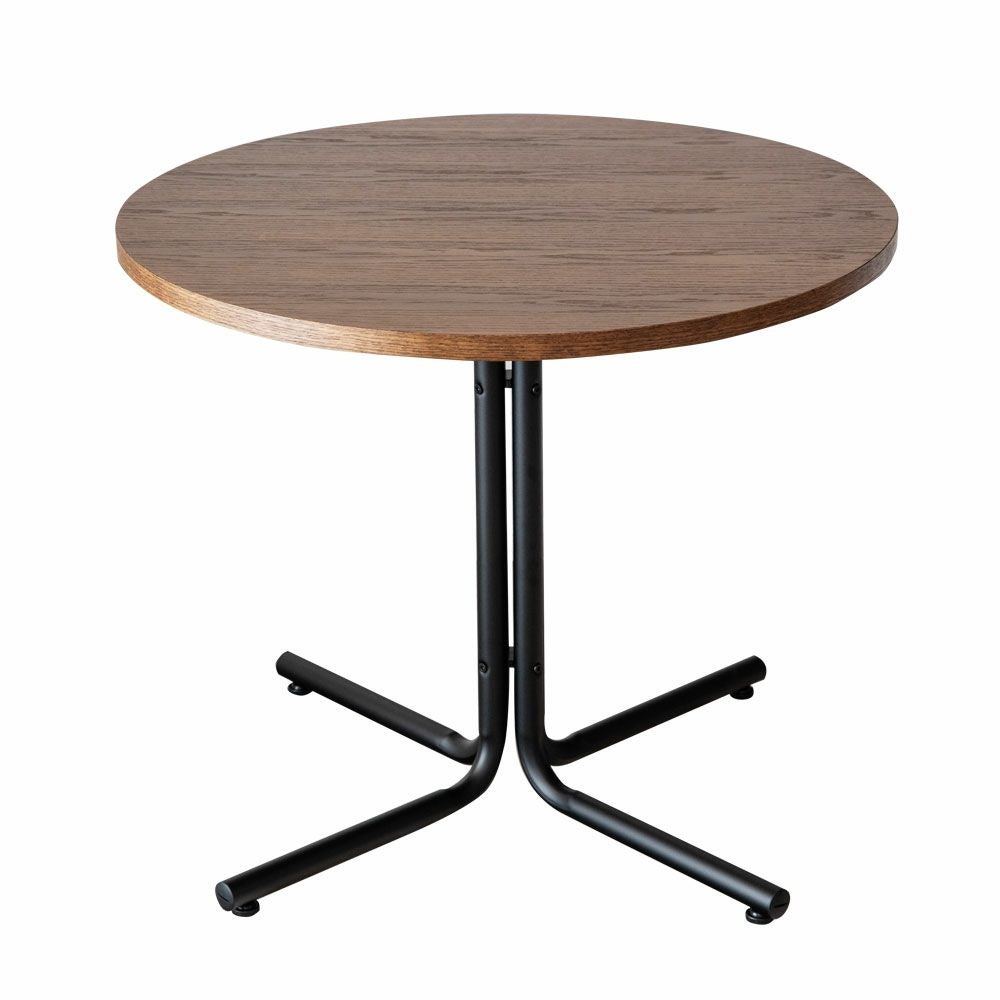 カフェ風テーブル 木製 スチール ブラウン ラウンド 直径80cm カフェ