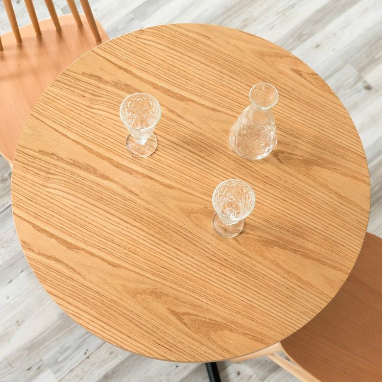 カフェ風テーブル 木製 スチール ナチュラル ラウンド 直径80cm [91360