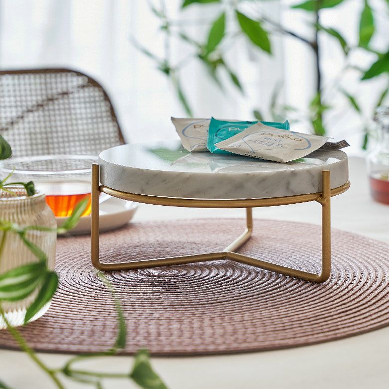 デコレーショントレイ ディスプレイスタンド 大理石 丸型 円形 約 W 20