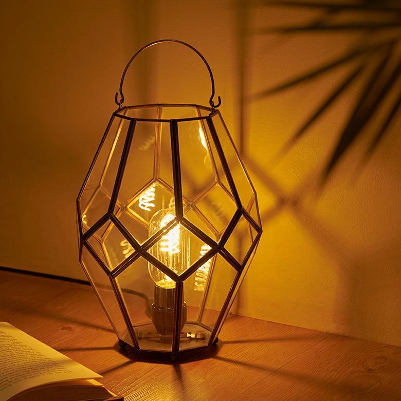 インテリアライト ガラス 真鍮 多面体 ソケット口金E26 PSEマーク取得