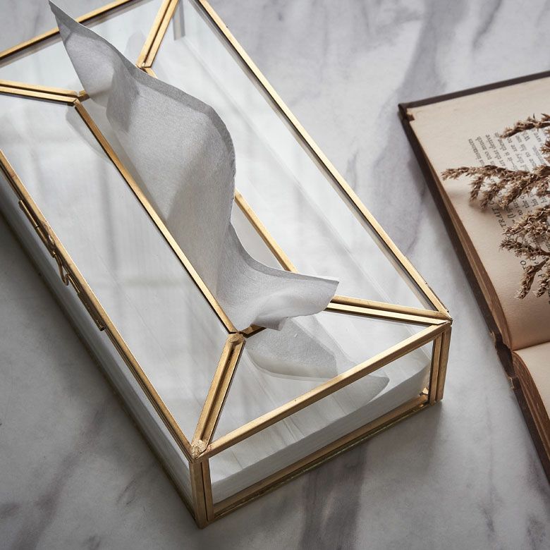 ティッシュケース ティッシュボックス ガラス 真鍮 ふた付き 蓋付き 約