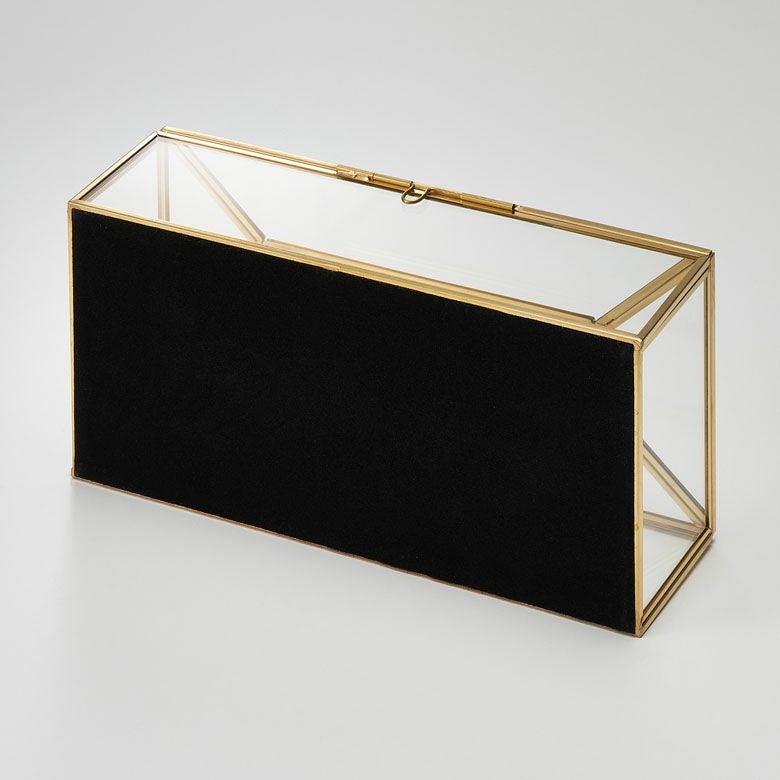 ティッシュケース ティッシュボックス ガラス 真鍮 ふた付き 蓋付き 約