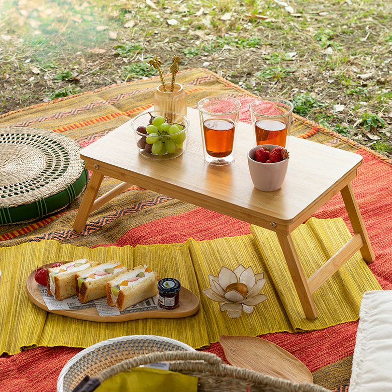 テーブル ローテーブル サイドテーブル バンブー 竹 折りたたみ 可動式