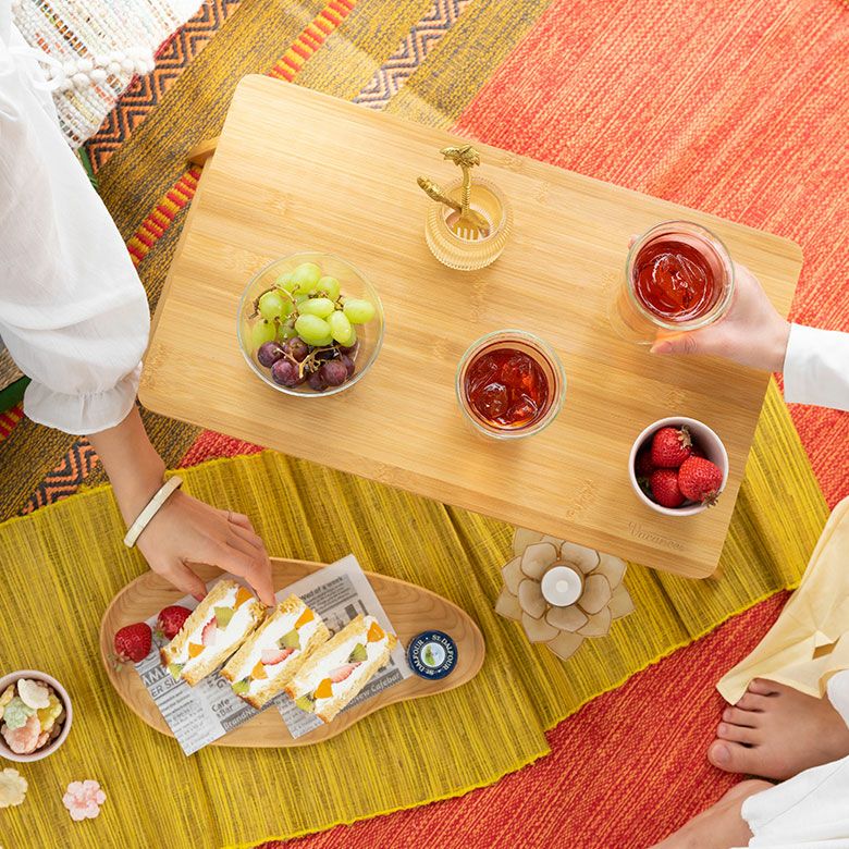 テーブル ローテーブル サイドテーブル バンブー 竹 折りたたみ 可動式