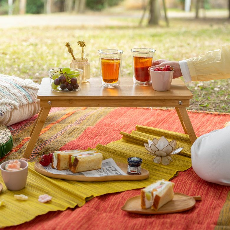 テーブル ローテーブル サイドテーブル バンブー 竹 折りたたみ 可動式