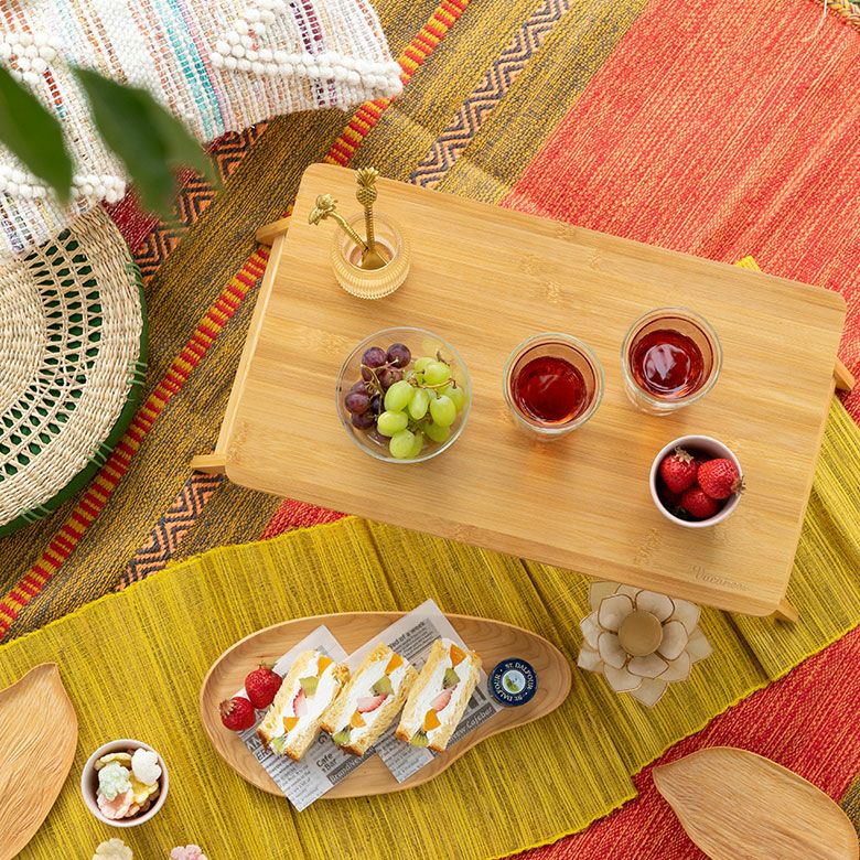 テーブル ローテーブル サイドテーブル バンブー 竹 折りたたみ 可動式