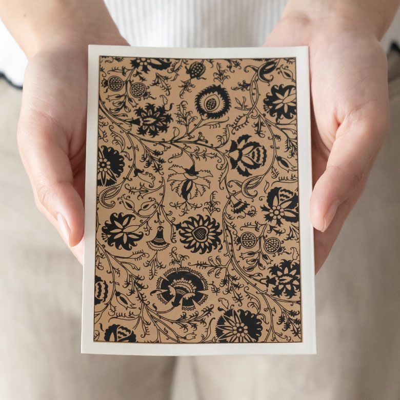 ギフトカード 花柄 黒×ゴールド 5枚セット インド 見開き 2つ折り