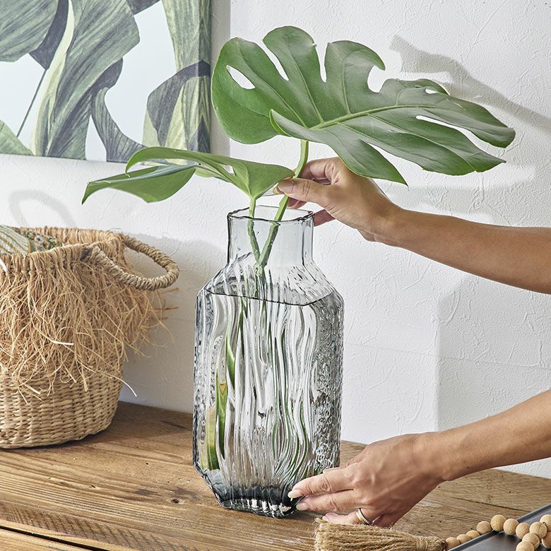 フラワーベース ガラス クリアグレー グレー トール 大きい 大型 高い