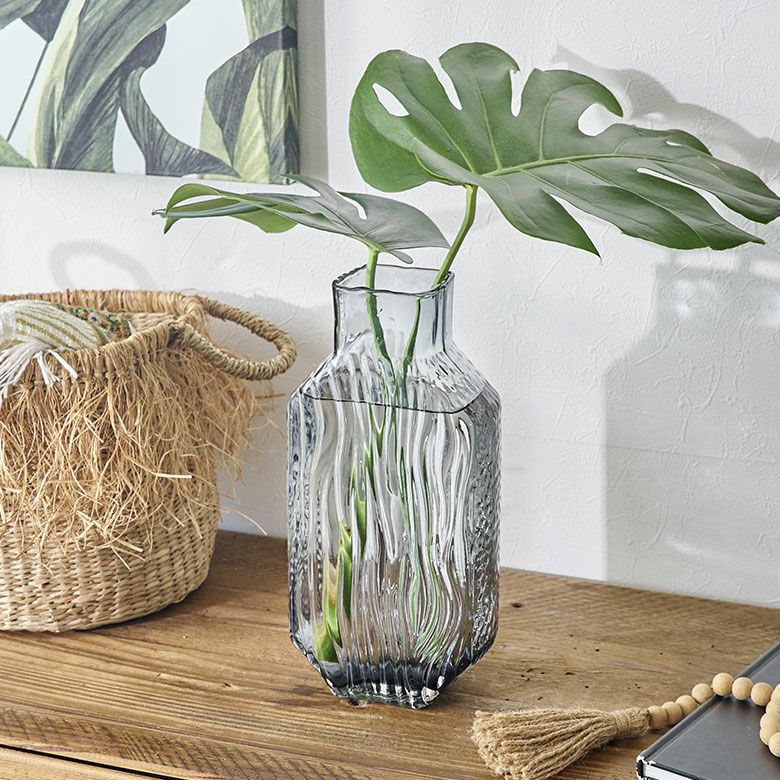 フラワーベース ガラス クリアグレー グレー トール 大きい 大型 高い