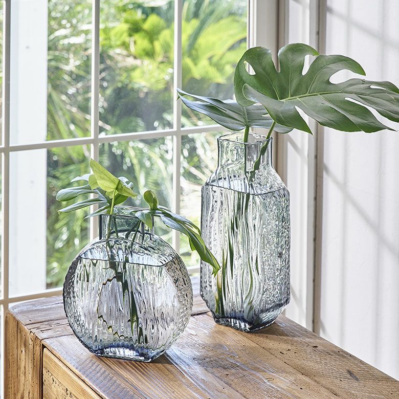 フラワーベース ガラス クリアグレー グレー トール 大きい 大型 高い