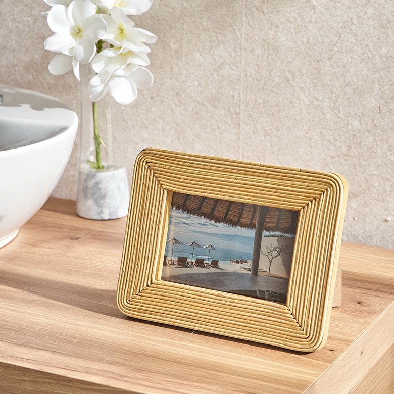 フォトフレーム 写真立て ラタン製 天然素材 縦置き 横置き L判 ポスト