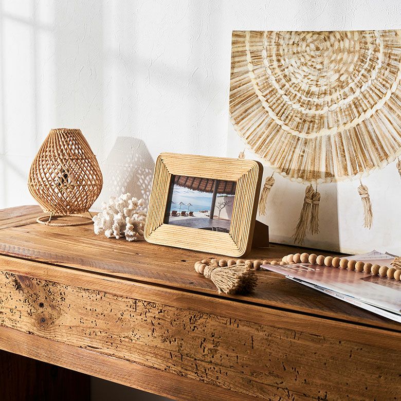 フォトフレーム 写真立て ラタン製 天然素材 縦置き 横置き L判 ポスト