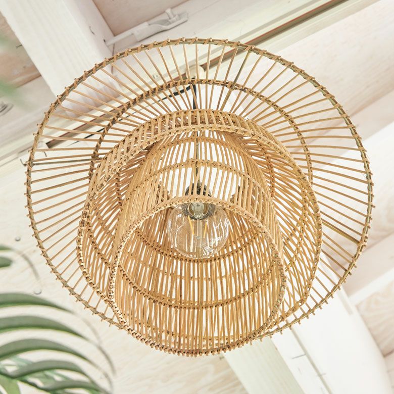 ペンダントライト ランプシェード ラタン 籐 レイヤーデザイン 1灯