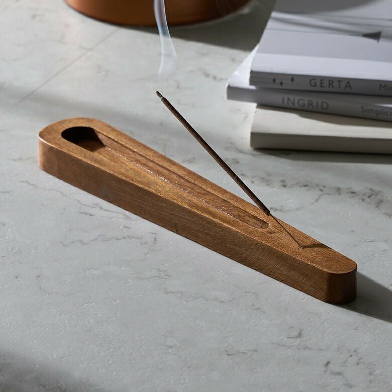 お香立て お香皿 アカシアウッド 木製 横置 インド 製 約 W 27 × D 5 × H 2 cm お香スタンド インセンスホルダー インセンススタンド  インセンストレイ お香トレイ おしゃれ エスニック アジアン雑貨 アジアン 雑貨 インド インド雑貨 バリ島 バリ雑貨 [34542] | インド お香 インセンス ホルダー