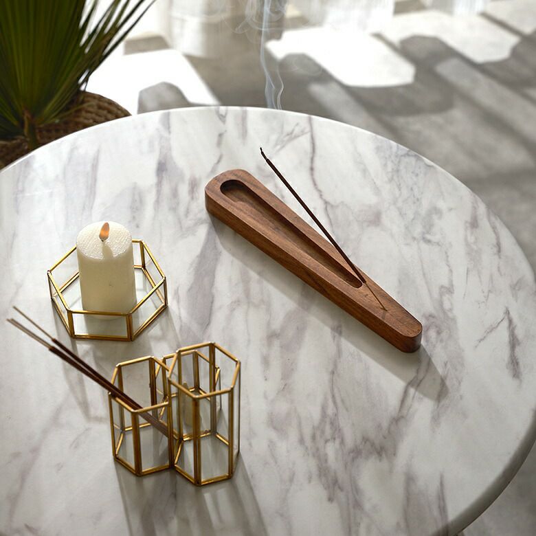 お香立て お香皿 アカシアウッド 木製 横置 インド 製 約 W 27 × D 5