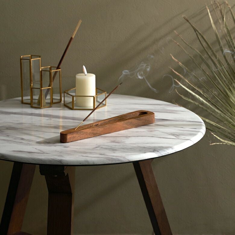 お香立て お香皿 アカシアウッド 木製 横置 インド 製 約 W 27 × D 5