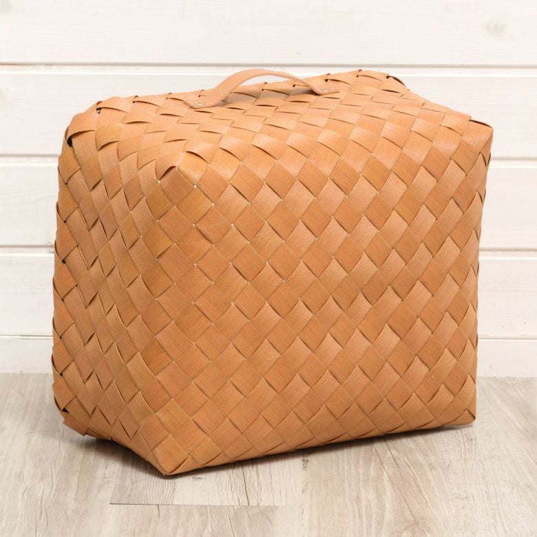 かご バスケット 白樺風 持ち手付き 36×30cm 浅型 ポリエチレン製