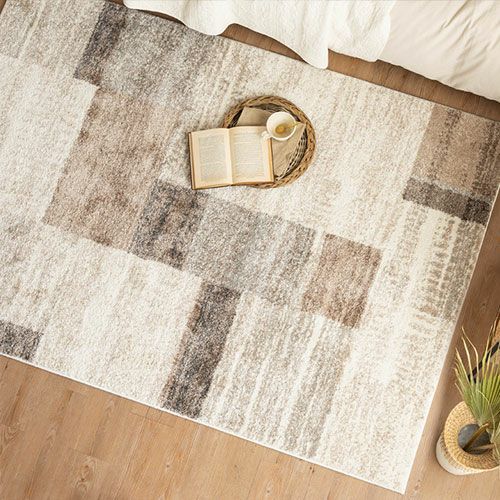 モザイクタイル柄ラグ 133×190cm ウィルトン織 ヴィンテージ調 ホット