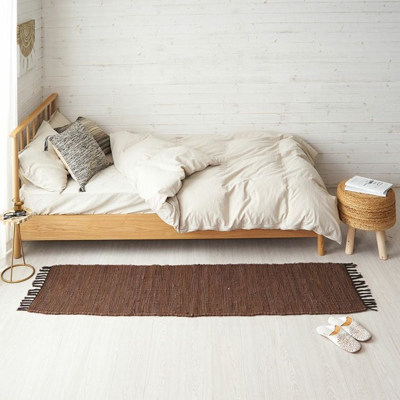 キッチンマット フリンジ 無地 インド製 コットン100% 約 45×180cm