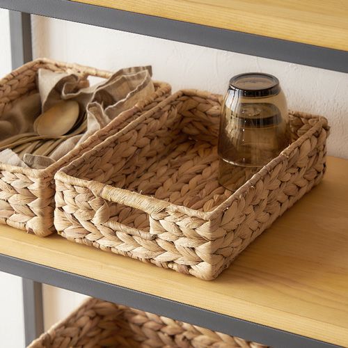 トレイ 長方形 スクエア 浅型 Sサイズ ウォーターヒヤシンス 取っ手