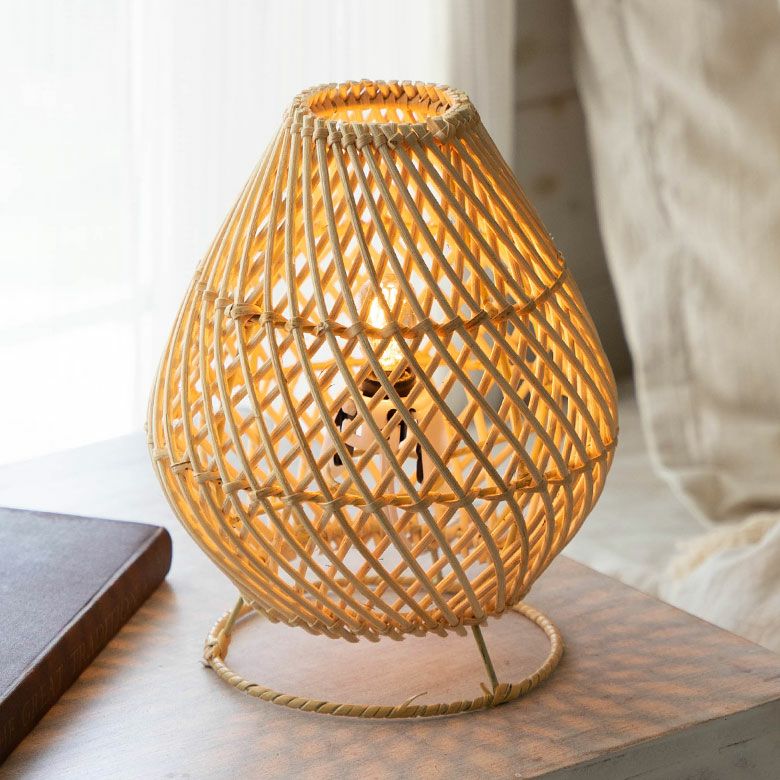 テーブルライト ラタン 籐 ランプシェード 口金 E12 LED対応 約 W 16cm
