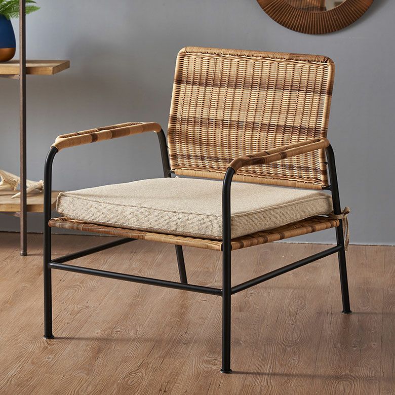 チェア パーソナルチェア リビングチェア ラタン風チェア ベージュ 座