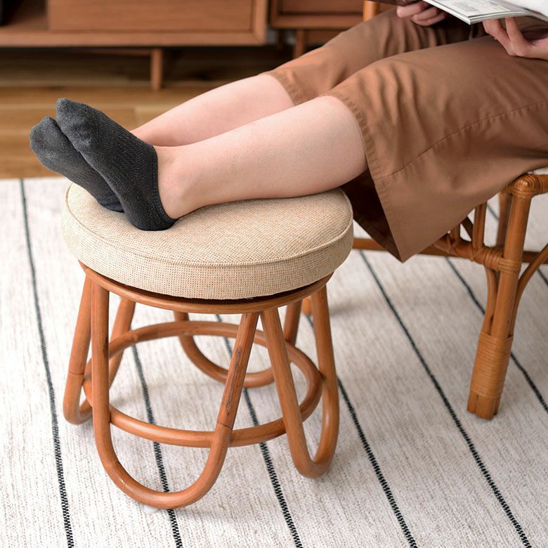 回転 スツール ラタンスツール ラタン 籐 椅子 イス 座面高 35.5cm