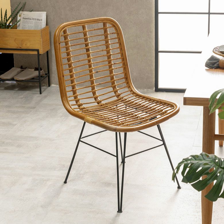 チェア ラタンチェア ラタン 籐 スチール 1脚 ナチュラル ベージュ 約