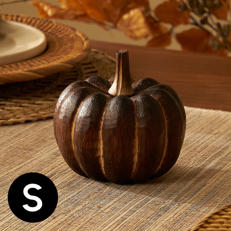 オブジェ パンプキン Sサイズ ベイクド ブラウン 木製 約 W 10 × D 8