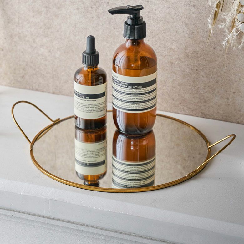 ミラートレー ミラートレイ 鏡 ミラー トレイ トレー ガラス 真鍮