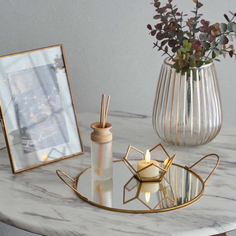 ミラートレー ミラートレイ 鏡 ミラー トレイ トレー ガラス 真鍮