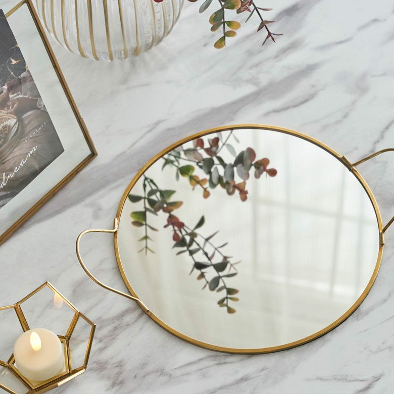 ミラートレー ミラートレイ 鏡 ミラー トレイ トレー ガラス 真鍮