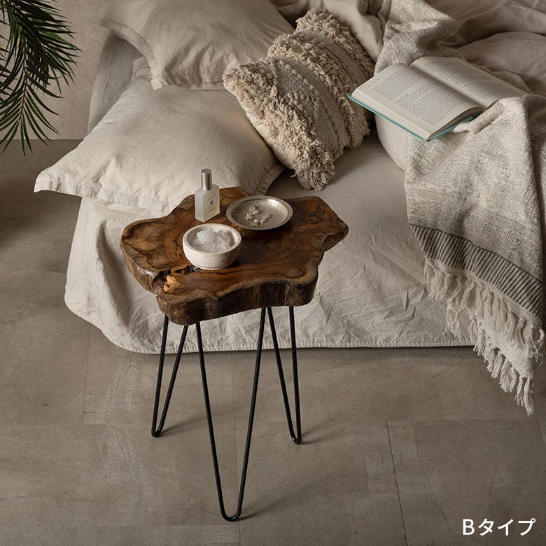 サイドテーブル切り株天然木木製ウッド無垢チーク木約W45cmD45cmH50cmナチュラルテーブルソファテーブル木製テーブルナイトテーブルプランターテーブル花台フラワースタンド飾り台室内屋内切株おしゃれ北欧インテリア家具アジアン[14024]